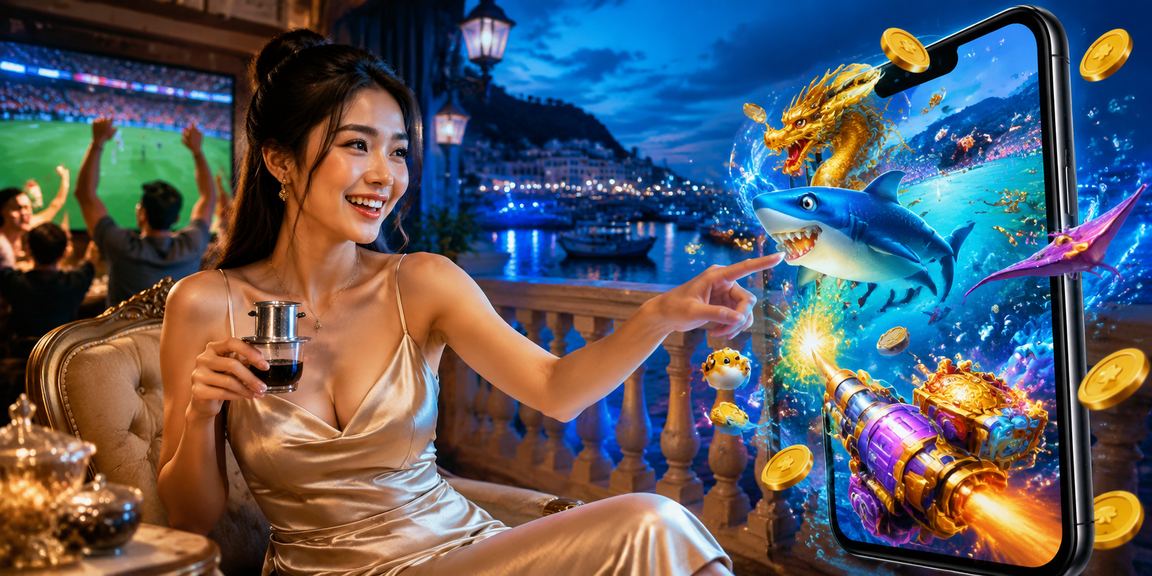 Người dùng tận hưởng giải trí trực tuyến tại Đà Lạt với ly cà phê buổi sáng