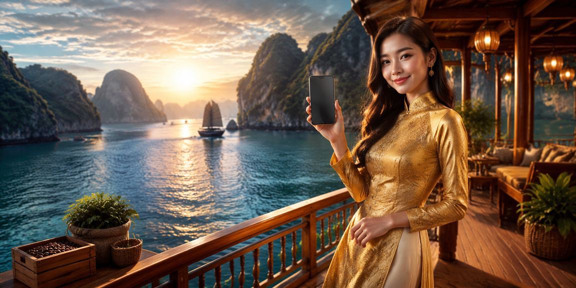Người dùng tại Hà Nội trải nghiệm casino mobile trên điện thoại với áo dài