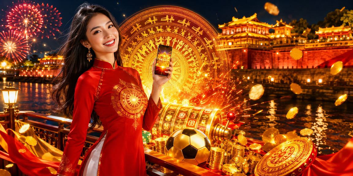 Người dùng trải nghiệm slot game tại Huế trên thiết bị di động với phong cách thời trang Việt