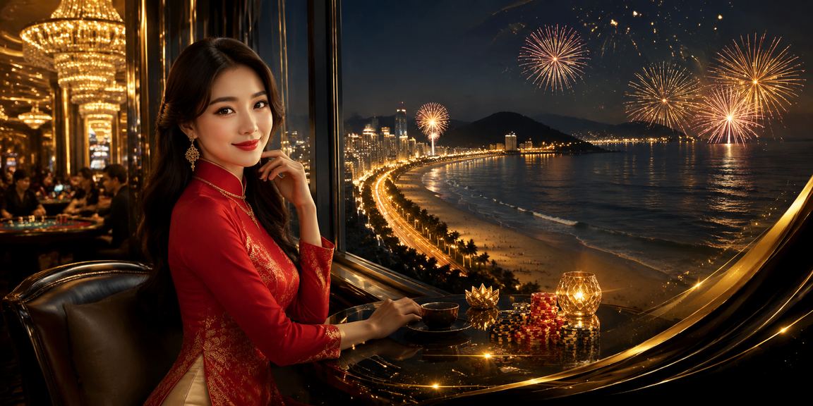 Người phụ nữ mặc áo dài tại Vũng Tàu theo dõi kết quả cá cược thể thao trên điện thoại